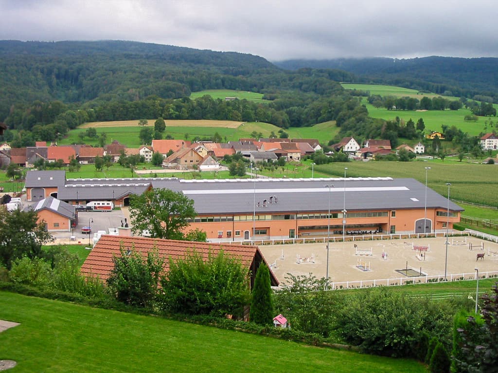 The centre and outdoor arena seen from the hillside