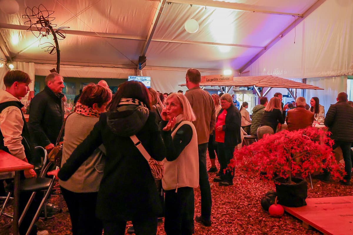 Evening crowd in the party tent
