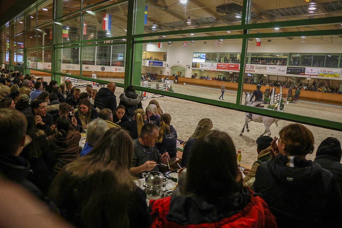 The restaurant overlooking the competition arena