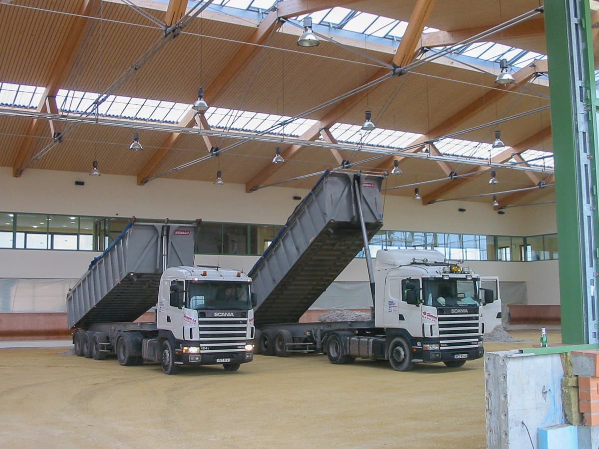 Sand footing arriving for the new arena