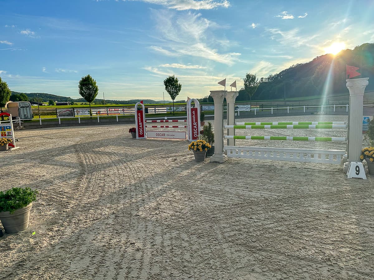 The outdoor arena at sunrise